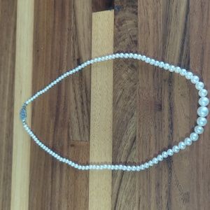 3/$30 Faux pearl necklace graduated strand wedding ivory silver clasp